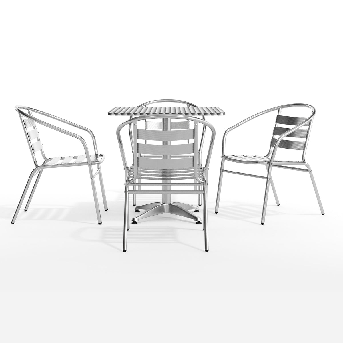 Flash Furniture TLH-ALUM-28SQ-017BCHR4-GG 27.5" Square Aluminum Indoor-Outdoor Table Set with 4 Slat Back Chairs - View 11
