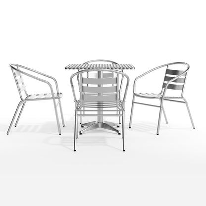 Flash Furniture TLH-ALUM-28SQ-017BCHR4-GG 27.5" Square Aluminum Indoor-Outdoor Table Set with 4 Slat Back Chairs - View 11