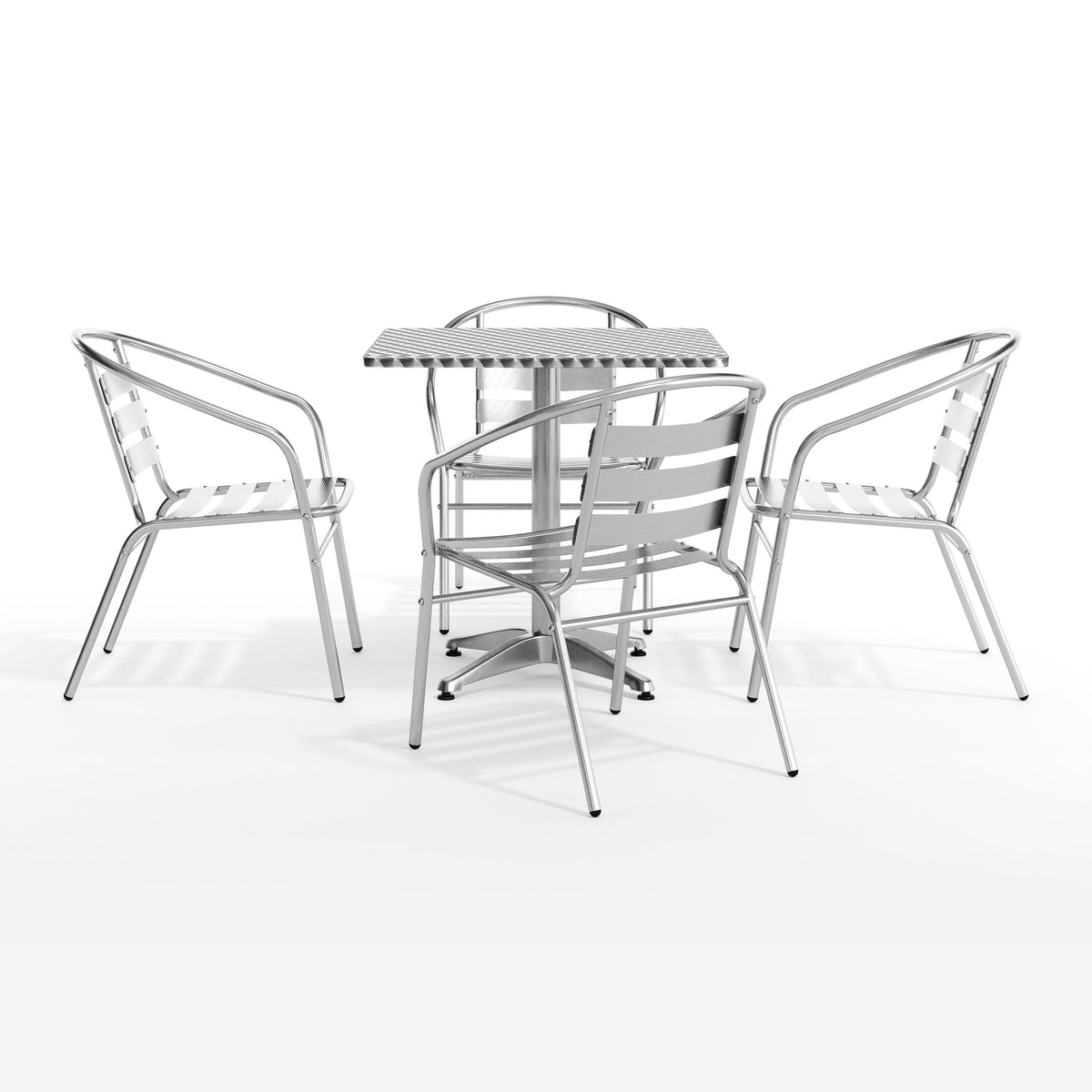 Flash Furniture TLH-ALUM-28SQ-017BCHR4-GG 27.5" Square Aluminum Indoor-Outdoor Table Set with 4 Slat Back Chairs - View 12