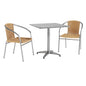 Flash Furniture TLH-ALUM-28SQ-020BGECHR2-GG 27.5" Square Aluminum Indoor-Outdoor Table Set with 2 Beige Rattan Chairs - Main view