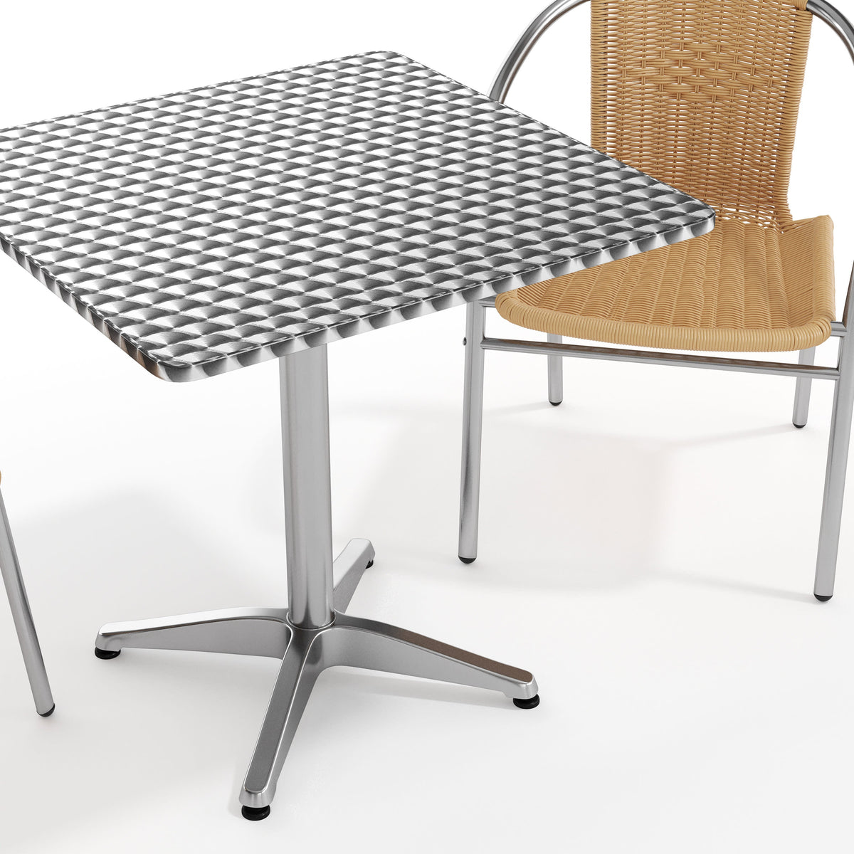Flash Furniture TLH-ALUM-28SQ-020BGECHR2-GG 27.5" Square Aluminum Indoor-Outdoor Table Set with 2 Beige Rattan Chairs - View 10