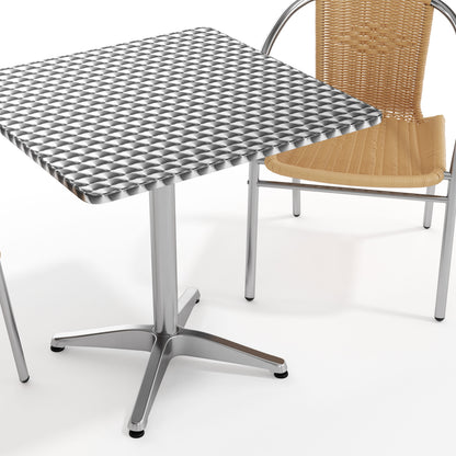 Flash Furniture TLH-ALUM-28SQ-020BGECHR2-GG 27.5" Square Aluminum Indoor-Outdoor Table Set with 2 Beige Rattan Chairs - View 10