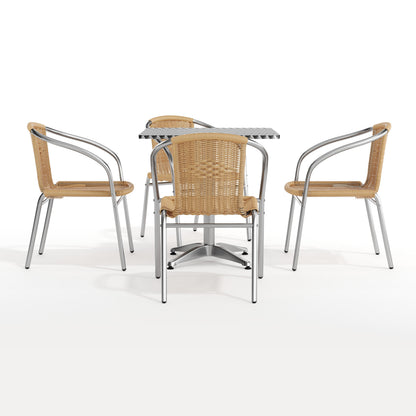 Flash Furniture TLH-ALUM-28SQ-020BGECHR4-GG 27.5" Square Aluminum Indoor-Outdoor Table Set with 4 Beige Rattan Chairs - View 9