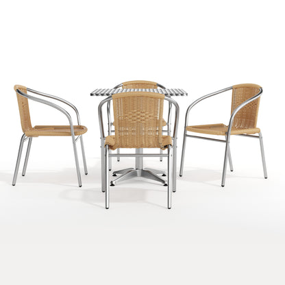 Flash Furniture TLH-ALUM-28SQ-020BGECHR4-GG 27.5" Square Aluminum Indoor-Outdoor Table Set with 4 Beige Rattan Chairs - View 11