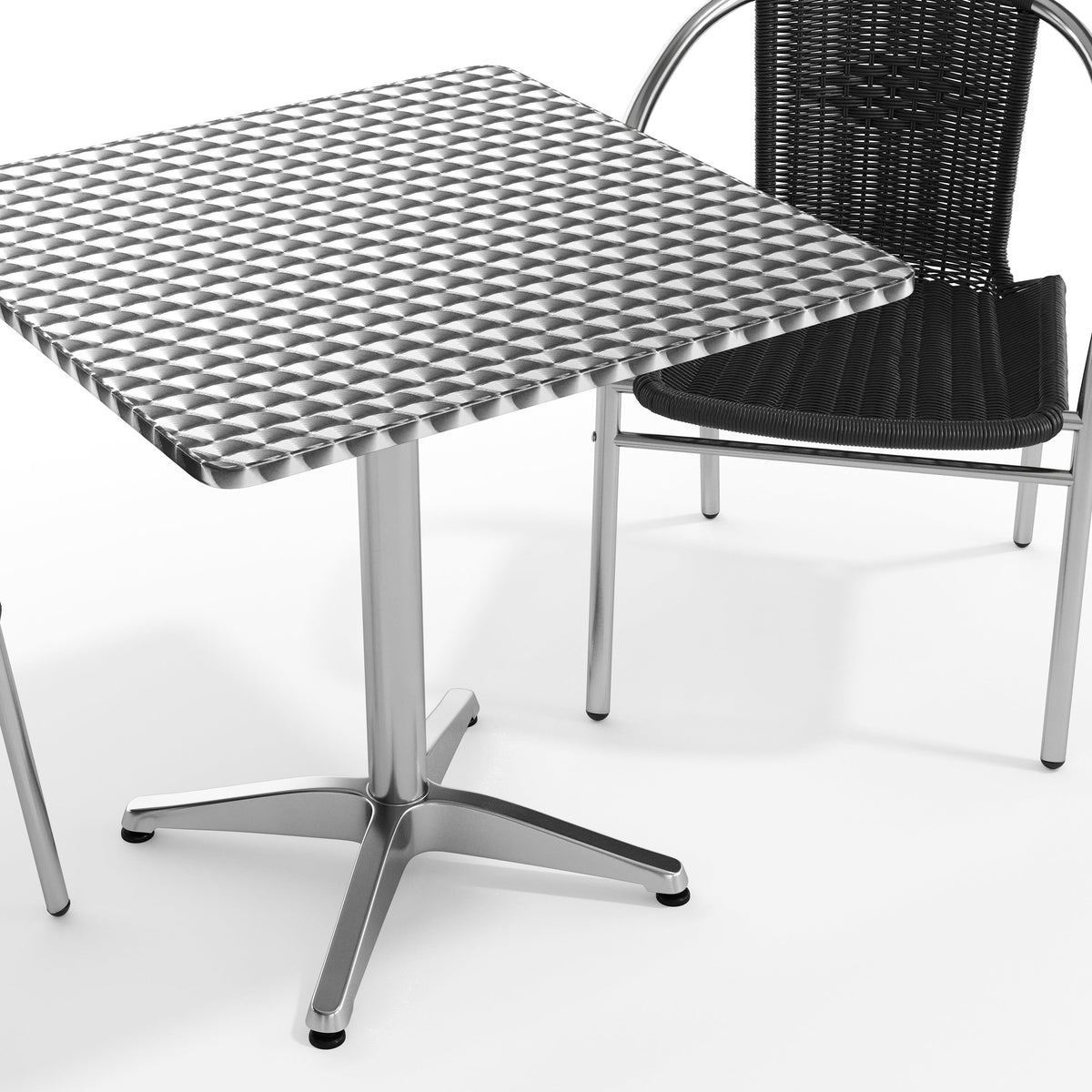 Flash Furniture TLH-ALUM-28SQ-020BKCHR2-GG 27.5" Square Aluminum Indoor-Outdoor Table Set with 2 Black Rattan Chairs - View 10