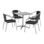 Flash Furniture TLH-ALUM-28SQ-020BKCHR4-GG 27.5" Square Aluminum Indoor-Outdoor Table Set with 4 Black Rattan Chairs - Main view