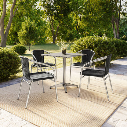 Flash Furniture TLH-ALUM-28SQ-020BKCHR4-GG 27.5" Square Aluminum Indoor-Outdoor Table Set with 4 Black Rattan Chairs - View 8