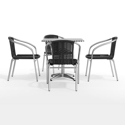 Flash Furniture TLH-ALUM-28SQ-020BKCHR4-GG 27.5" Square Aluminum Indoor-Outdoor Table Set with 4 Black Rattan Chairs - View 9