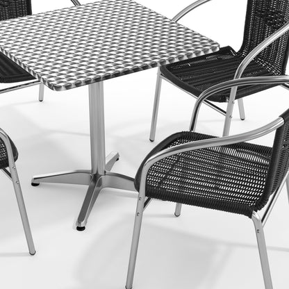 Flash Furniture TLH-ALUM-28SQ-020BKCHR4-GG 27.5" Square Aluminum Indoor-Outdoor Table Set with 4 Black Rattan Chairs - View 10