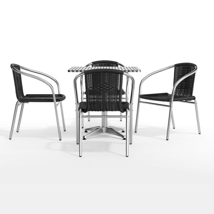 Flash Furniture TLH-ALUM-28SQ-020BKCHR4-GG 27.5" Square Aluminum Indoor-Outdoor Table Set with 4 Black Rattan Chairs - View 11