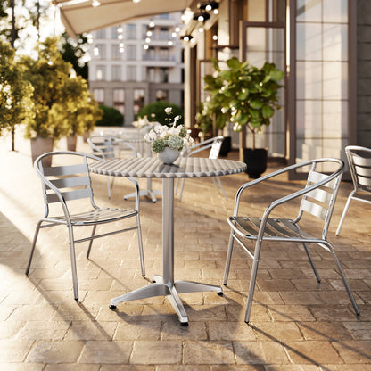 Flash Furniture TLH-ALUM-32RD-017BCHR2-GG 31.5" Round Aluminum Indoor-Outdoor Table Set with 2 Slat Back Chairs - View 2
