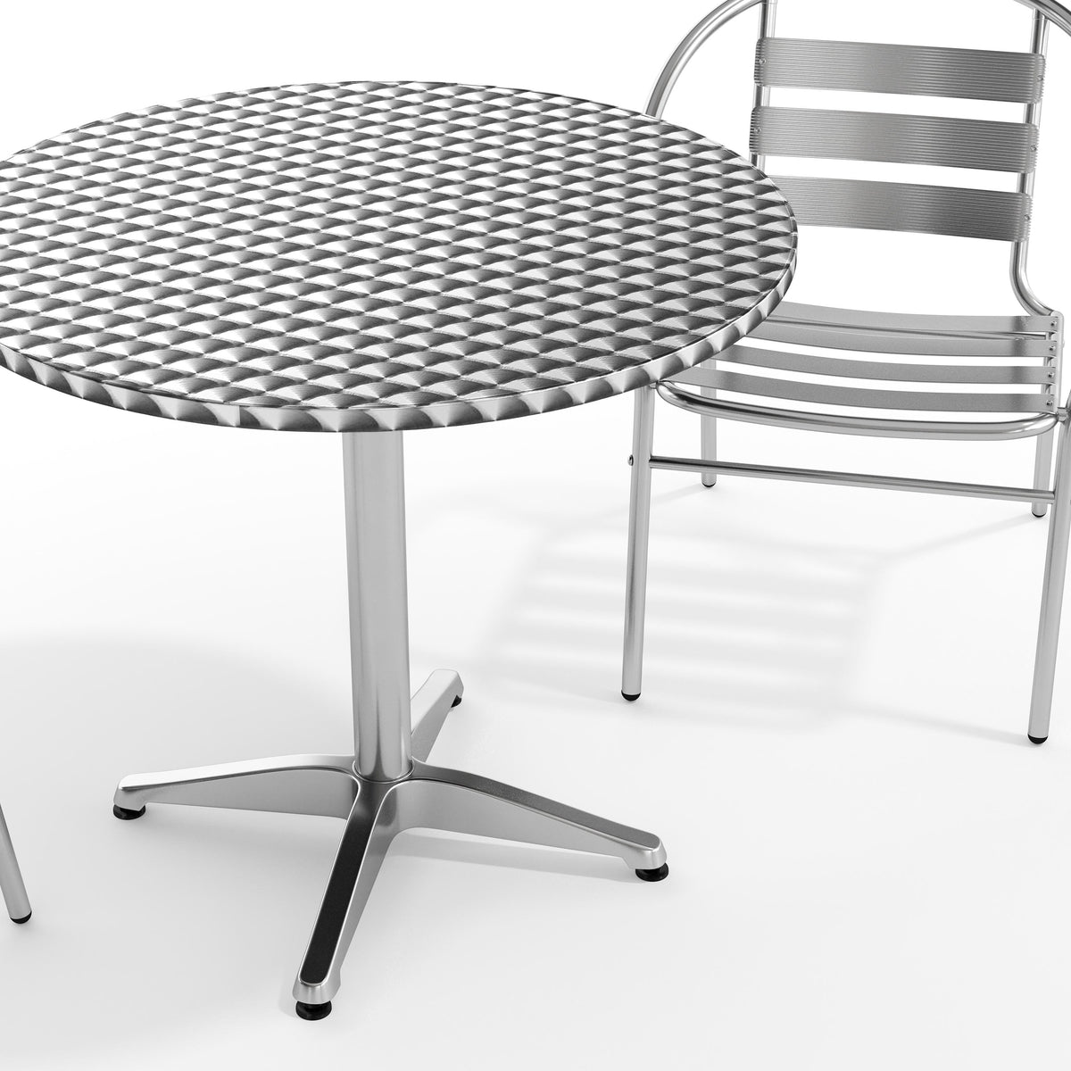 Flash Furniture TLH-ALUM-32RD-017BCHR2-GG 31.5" Round Aluminum Indoor-Outdoor Table Set with 2 Slat Back Chairs - View 10