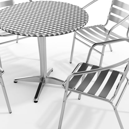 Flash Furniture TLH-ALUM-32RD-017BCHR4-GG 31.5" Round Aluminum Indoor-Outdoor Table Set with 4 Slat Back Chairs - View 10
