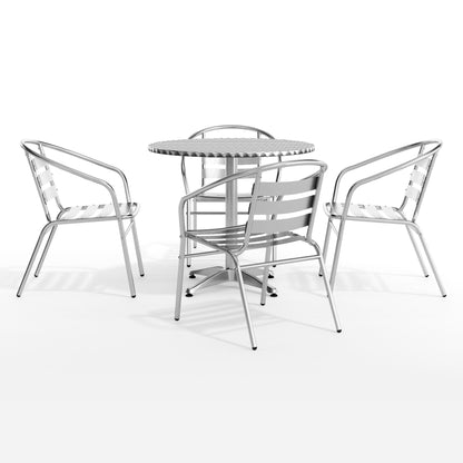 Flash Furniture TLH-ALUM-32RD-017BCHR4-GG 31.5" Round Aluminum Indoor-Outdoor Table Set with 4 Slat Back Chairs - View 12