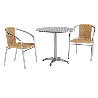 Flash Furniture TLH-ALUM-32RD-020BGECHR2-GG 31.5" Round Aluminum Indoor-Outdoor Table Set with 2 Beige Rattan Chairs - Main view