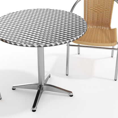 Flash Furniture TLH-ALUM-32RD-020BGECHR2-GG 31.5" Round Aluminum Indoor-Outdoor Table Set with 2 Beige Rattan Chairs - View 10
