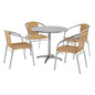 Flash Furniture TLH-ALUM-32RD-020BGECHR4-GG 31.5" Round Aluminum Indoor-Outdoor Table Set with 4 Beige Rattan Chairs - Main view