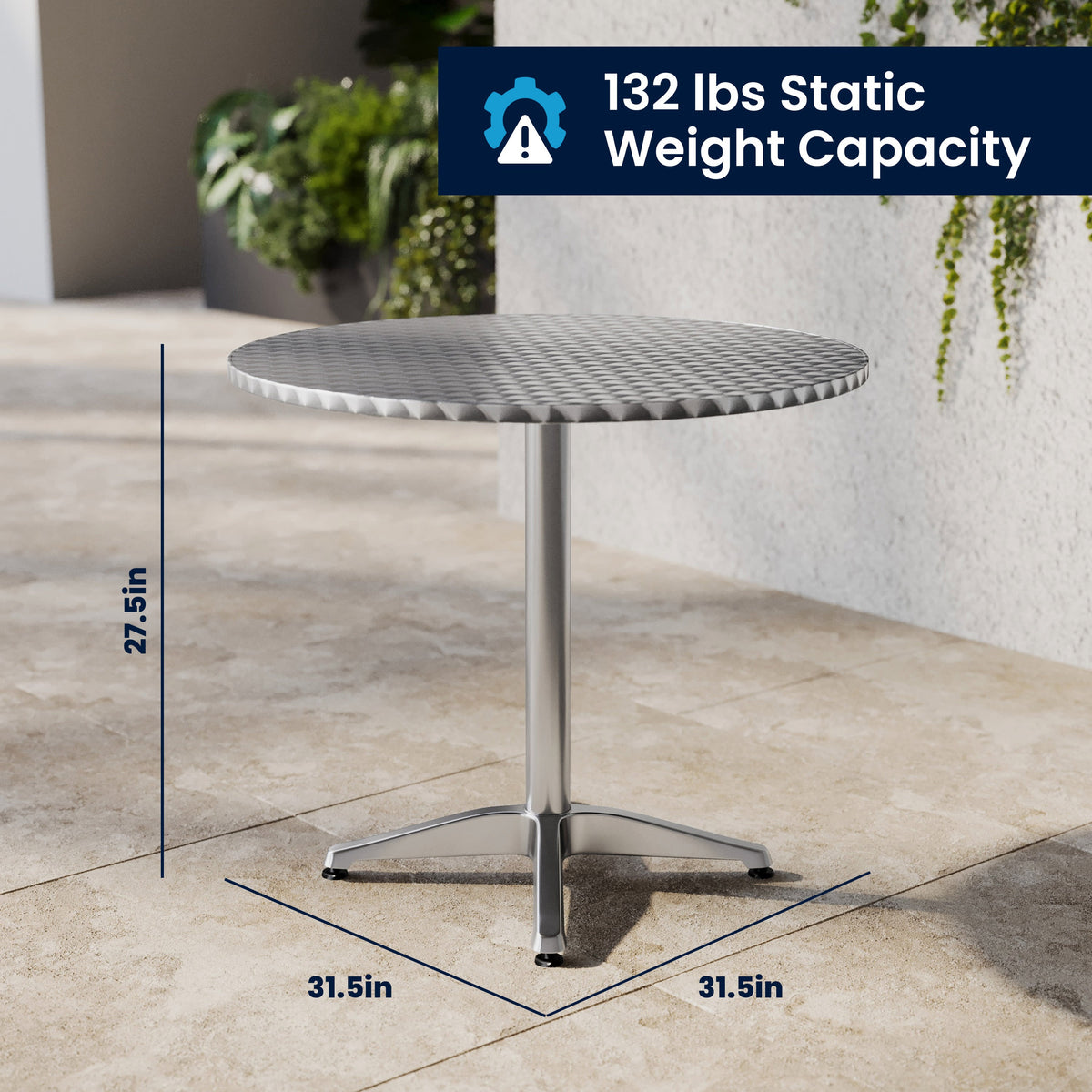 Flash Furniture TLH-ALUM-32RD-020BGECHR4-GG 31.5" Round Aluminum Indoor-Outdoor Table Set with 4 Beige Rattan Chairs - View 7