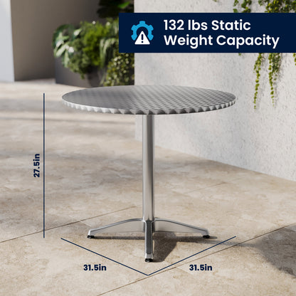 Flash Furniture TLH-ALUM-32RD-020BGECHR4-GG 31.5" Round Aluminum Indoor-Outdoor Table Set with 4 Beige Rattan Chairs - View 7