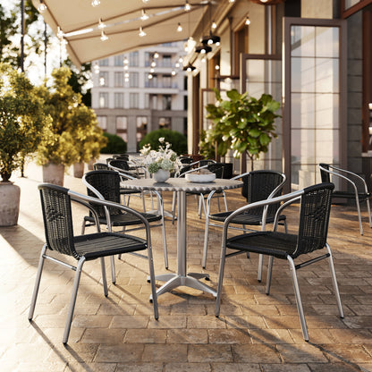 Flash Furniture TLH-ALUM-32RD-020BKCHR4-GG 31.5" Round Aluminum Indoor-Outdoor Table Set with 4 Black Rattan Chairs - View 2