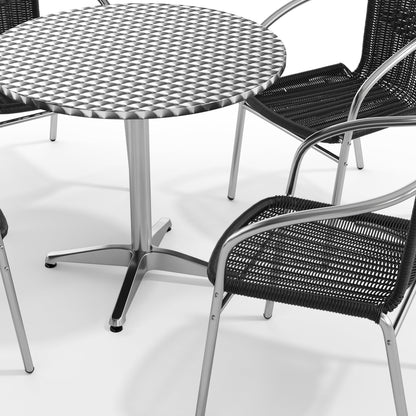 Flash Furniture TLH-ALUM-32RD-020BKCHR4-GG 31.5" Round Aluminum Indoor-Outdoor Table Set with 4 Black Rattan Chairs - View 10