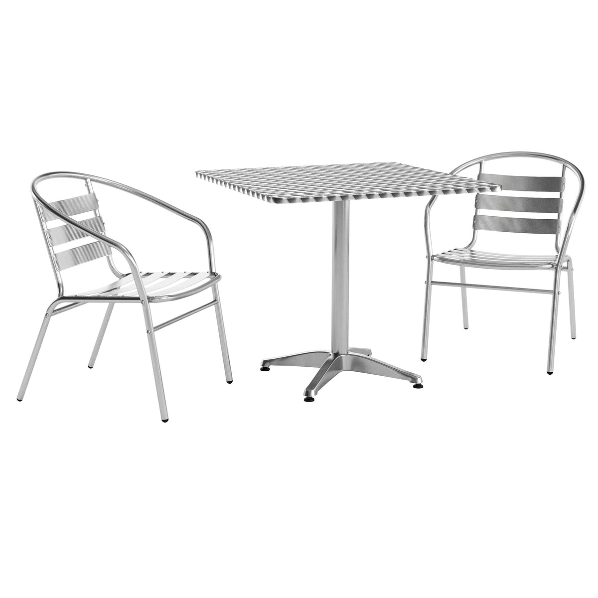 Flash Furniture TLH-ALUM-32SQ-017BCHR2-GG 31.5" Square Aluminum Indoor-Outdoor Table Set with 2 Slat Back Chairs - Main view