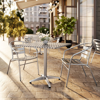 Flash Furniture TLH-ALUM-32SQ-017BCHR2-GG 31.5" Square Aluminum Indoor-Outdoor Table Set with 2 Slat Back Chairs - View 2