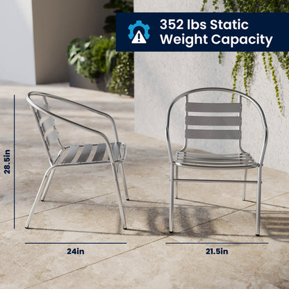 Flash Furniture TLH-ALUM-32SQ-017BCHR2-GG 31.5" Square Aluminum Indoor-Outdoor Table Set with 2 Slat Back Chairs - View 6