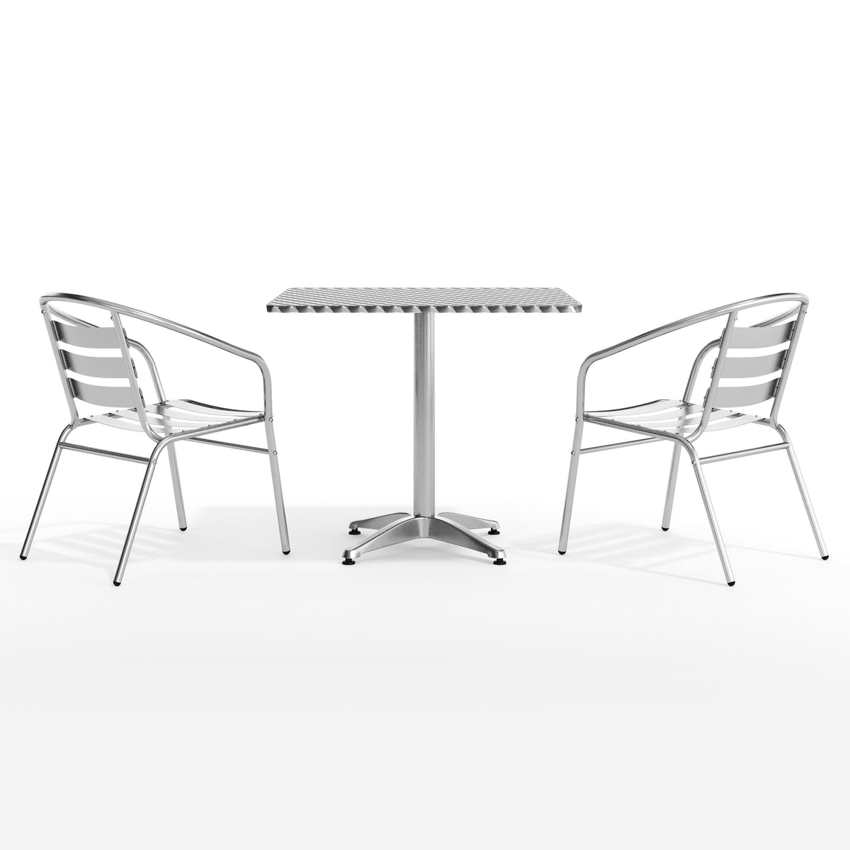 Flash Furniture TLH-ALUM-32SQ-017BCHR2-GG 31.5" Square Aluminum Indoor-Outdoor Table Set with 2 Slat Back Chairs - View 9
