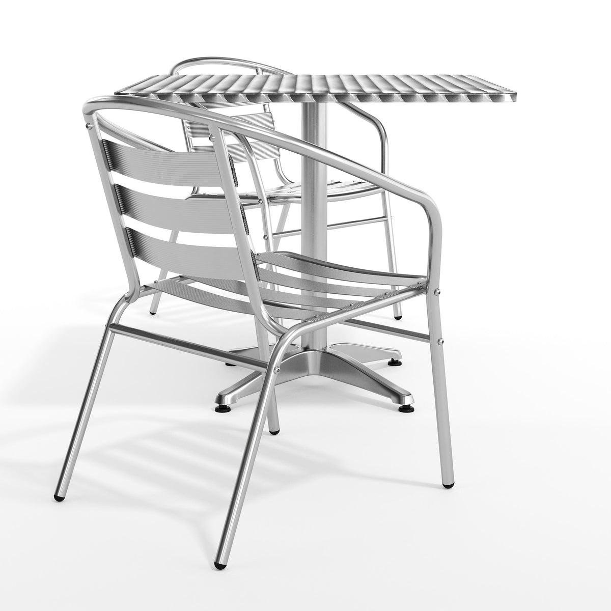 Flash Furniture TLH-ALUM-32SQ-017BCHR2-GG 31.5" Square Aluminum Indoor-Outdoor Table Set with 2 Slat Back Chairs - View 11