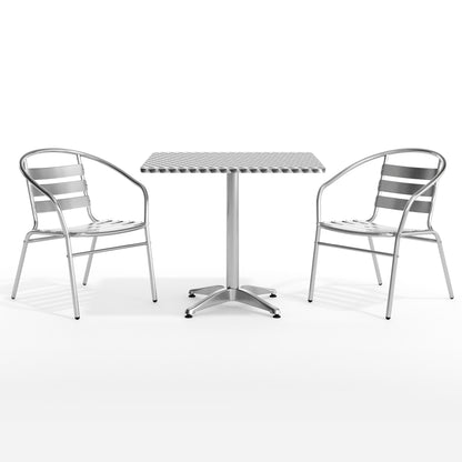 Flash Furniture TLH-ALUM-32SQ-017BCHR2-GG 31.5" Square Aluminum Indoor-Outdoor Table Set with 2 Slat Back Chairs - View 12