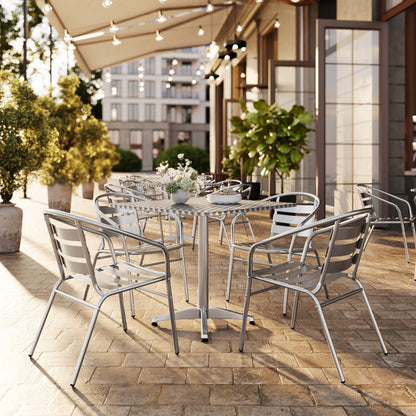 Flash Furniture TLH-ALUM-32SQ-017BCHR4-GG 31.5" Square Aluminum Indoor-Outdoor Table Set with 4 Slat Back Chairs - View 2