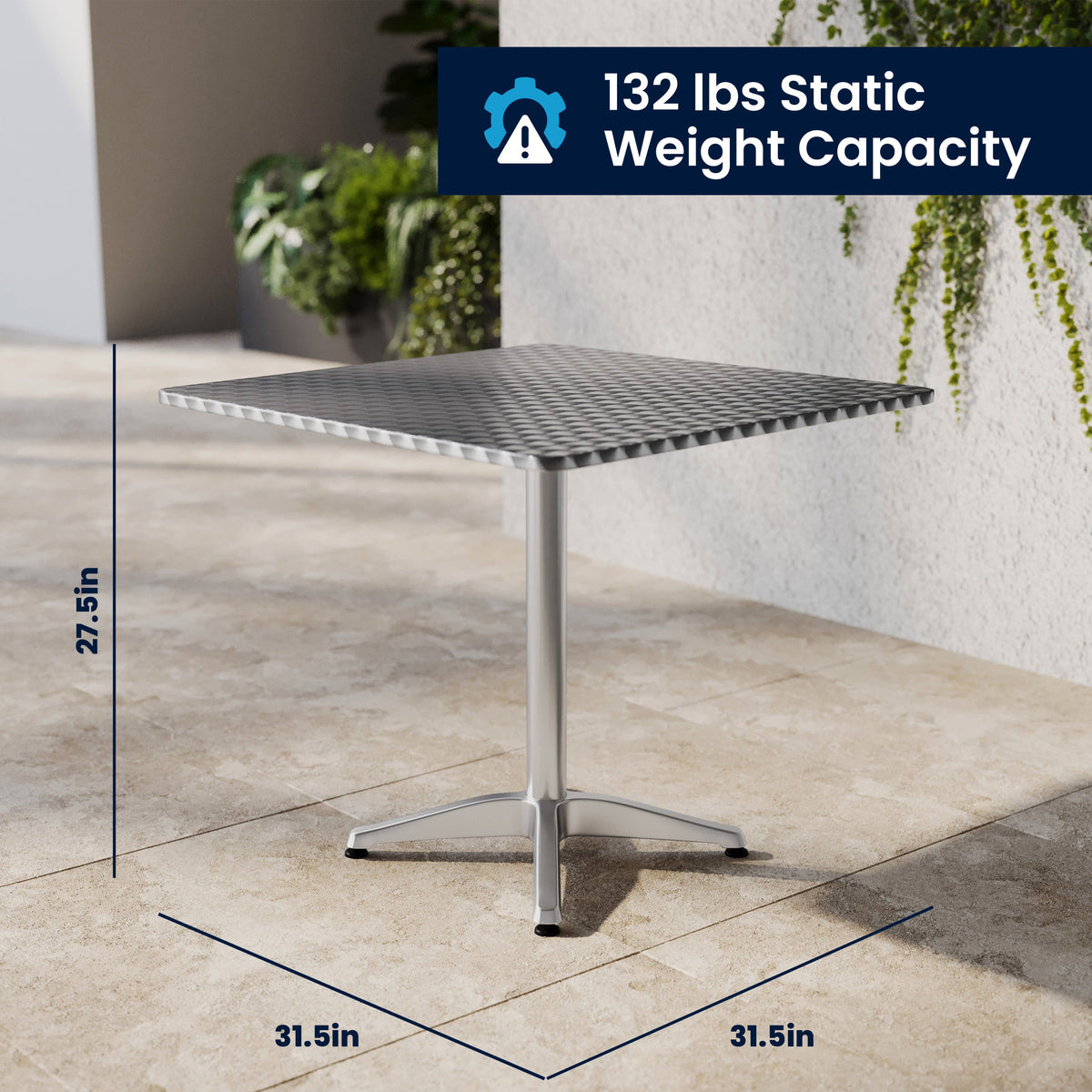 Flash Furniture TLH-ALUM-32SQ-017BCHR4-GG 31.5" Square Aluminum Indoor-Outdoor Table Set with 4 Slat Back Chairs - View 7