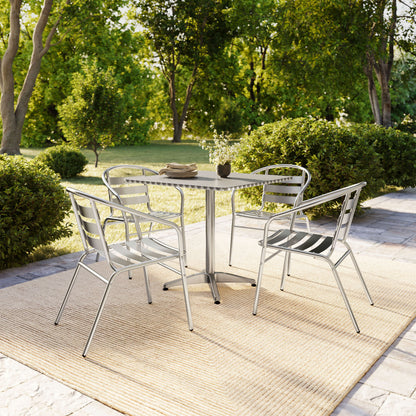 Flash Furniture TLH-ALUM-32SQ-017BCHR4-GG 31.5" Square Aluminum Indoor-Outdoor Table Set with 4 Slat Back Chairs - View 8
