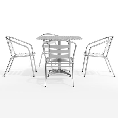 Flash Furniture TLH-ALUM-32SQ-017BCHR4-GG 31.5" Square Aluminum Indoor-Outdoor Table Set with 4 Slat Back Chairs - View 9