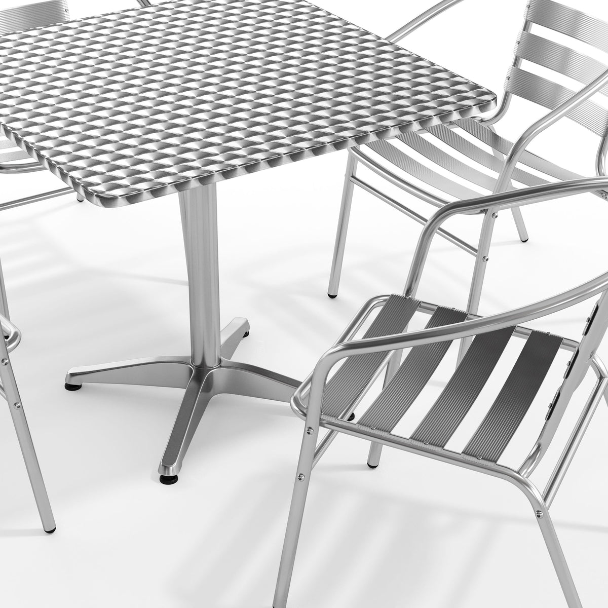 Flash Furniture TLH-ALUM-32SQ-017BCHR4-GG 31.5" Square Aluminum Indoor-Outdoor Table Set with 4 Slat Back Chairs - View 10