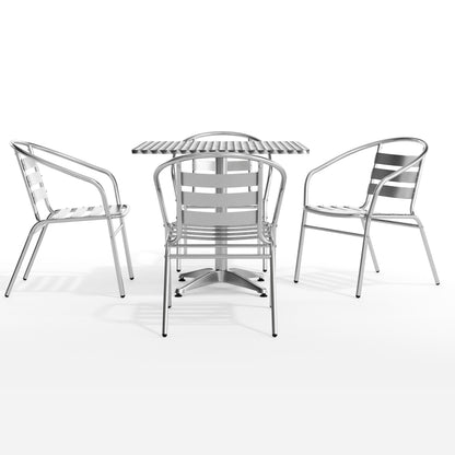 Flash Furniture TLH-ALUM-32SQ-017BCHR4-GG 31.5" Square Aluminum Indoor-Outdoor Table Set with 4 Slat Back Chairs - View 11