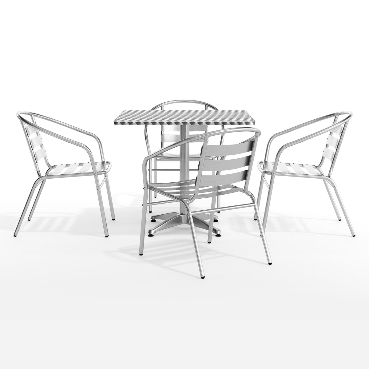 Flash Furniture TLH-ALUM-32SQ-017BCHR4-GG 31.5" Square Aluminum Indoor-Outdoor Table Set with 4 Slat Back Chairs - View 12