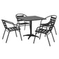 Flash Furniture TLH-ALUM-32SQ-017BK4-GG Modern 31.5" Square Glass Framed Glass Table with 4 Black Slat Back Chairs - Main view