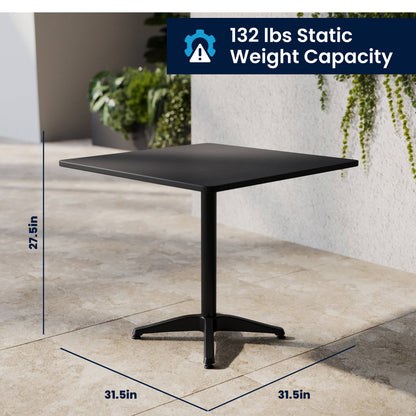 Flash Furniture TLH-ALUM-32SQ-017BK4-GG Modern 31.5" Square Glass Framed Glass Table with 4 Black Slat Back Chairs - View 7