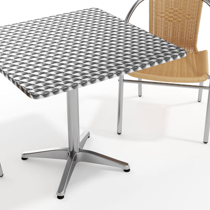 Flash Furniture TLH-ALUM-32SQ-020BGECHR2-GG 31.5" Square Aluminum Indoor-Outdoor Table Set with 2 Beige Rattan Chairs - View 10