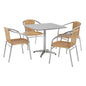 Flash Furniture TLH-ALUM-32SQ-020BGECHR4-GG 31.5" Square Aluminum Indoor-Outdoor Table Set with 4 Beige Rattan Chairs - Main view