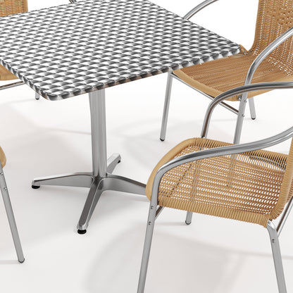 Flash Furniture TLH-ALUM-32SQ-020BGECHR4-GG 31.5" Square Aluminum Indoor-Outdoor Table Set with 4 Beige Rattan Chairs - View 10