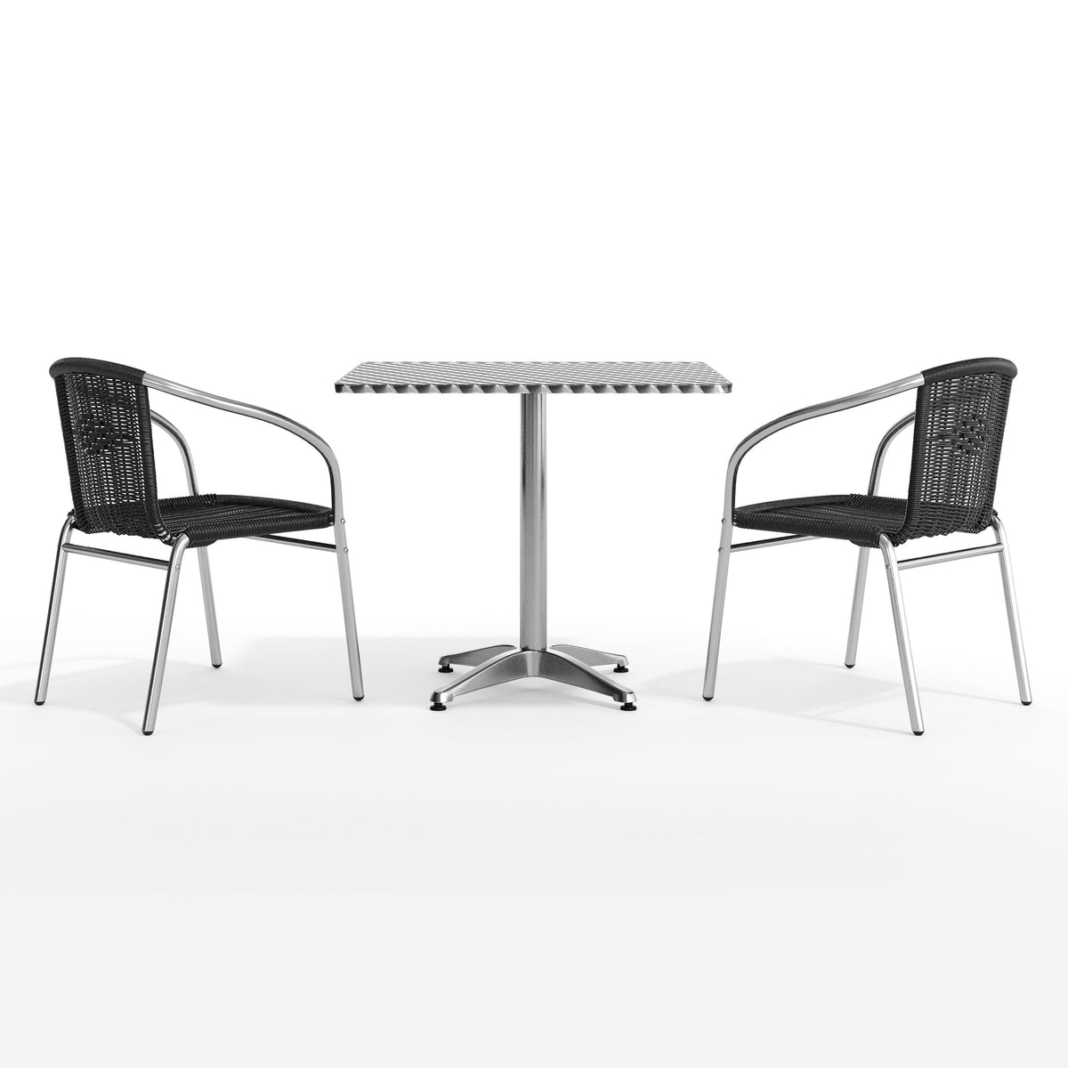 Flash Furniture TLH-ALUM-32SQ-020BKCHR2-GG 31.5" Square Aluminum Indoor-Outdoor Table Set with 2 Black Rattan Chairs - View 9