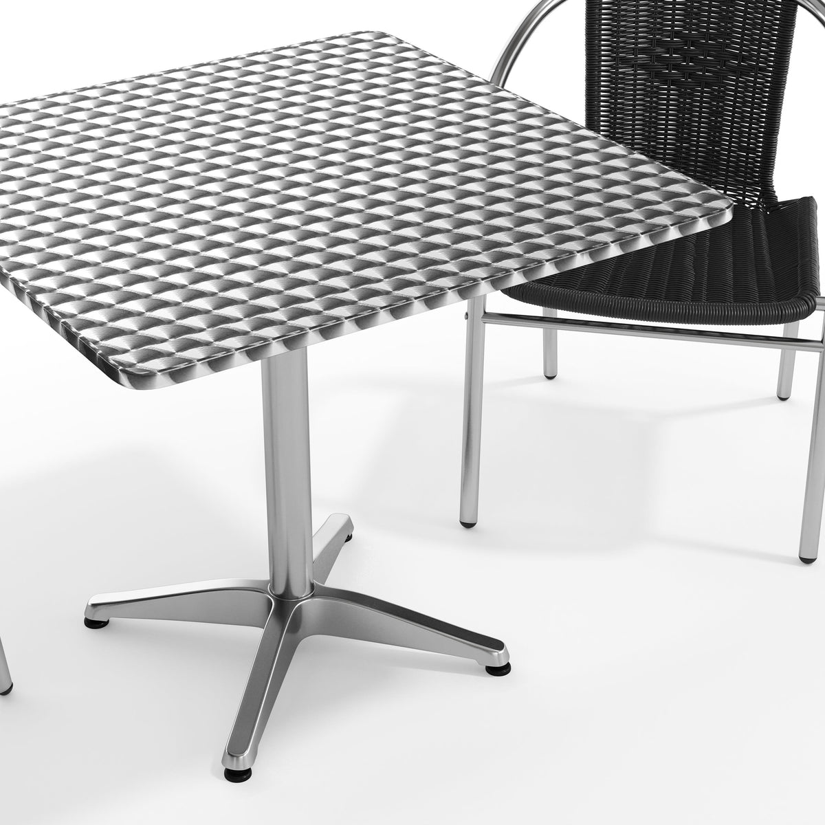 Flash Furniture TLH-ALUM-32SQ-020BKCHR2-GG 31.5" Square Aluminum Indoor-Outdoor Table Set with 2 Black Rattan Chairs - View 10