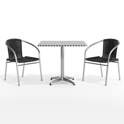 Flash Furniture TLH-ALUM-32SQ-020BKCHR2-GG 31.5" Square Aluminum Indoor-Outdoor Table Set with 2 Black Rattan Chairs - View 12