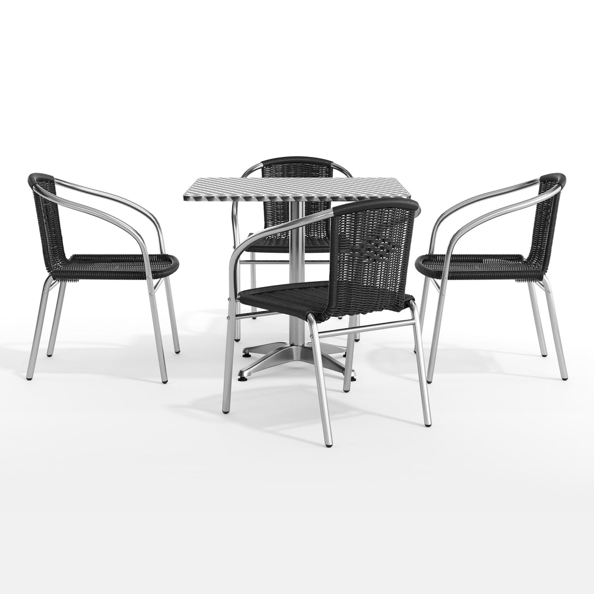 Flash Furniture TLH-ALUM-32SQ-020BKCHR4-GG 31.5" Square Aluminum Indoor-Outdoor Table Set with 4 Black Rattan Chairs - View 12