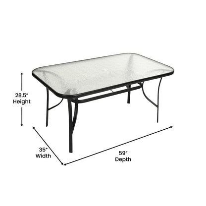 Flash Furniture TLH-SC-094L-BLK-GG Commercial 35x59 Tempered Glass and Steel Patio Table with Umbrella Hole-Black (Clear Top/Black Frame) - View 3