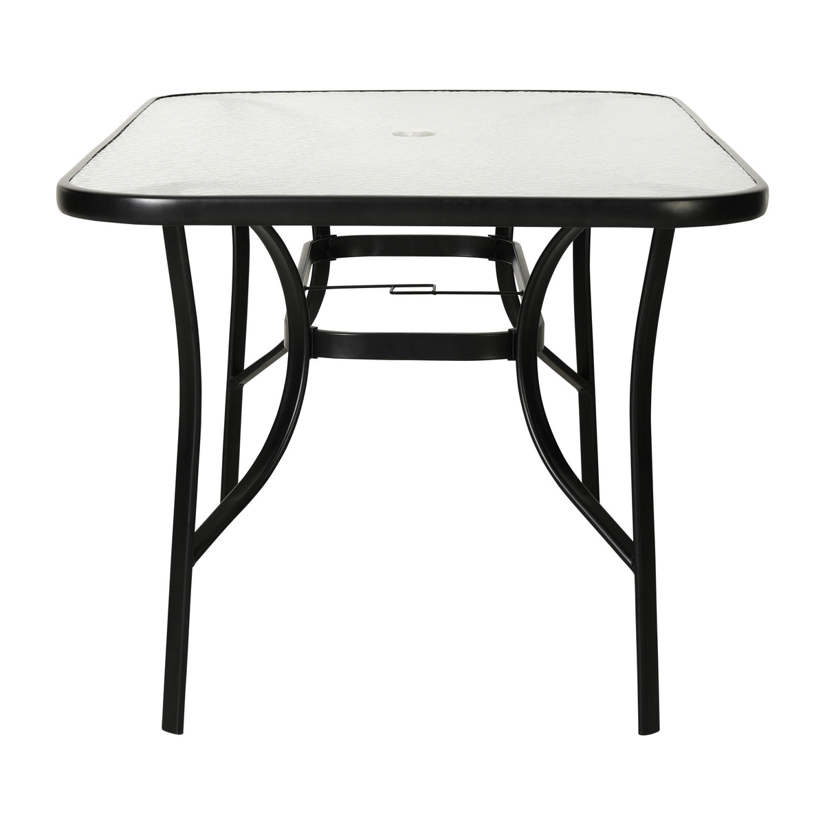 Flash Furniture TLH-SC-094L-BLK-GG Commercial 35x59 Tempered Glass and Steel Patio Table with Umbrella Hole-Black (Clear Top/Black Frame) - View 5
