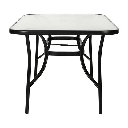 Flash Furniture TLH-SC-094L-BLK-GG Commercial 35x59 Tempered Glass and Steel Patio Table with Umbrella Hole-Black (Clear Top/Black Frame) - View 5
